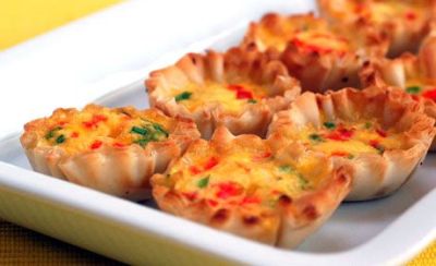 Filo Cups with Tomato Goat Cheese Salad